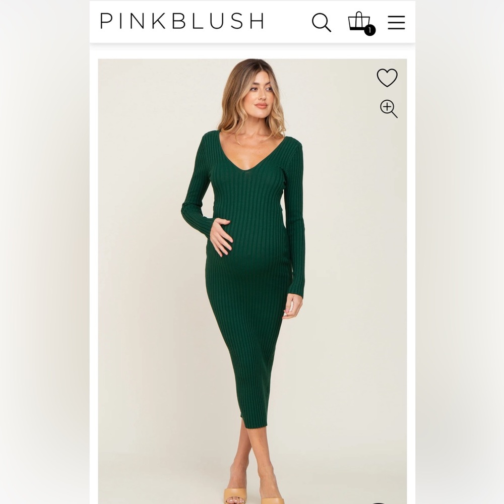 Pinkblush- Forest Green Long Sleeve Maternity Dress